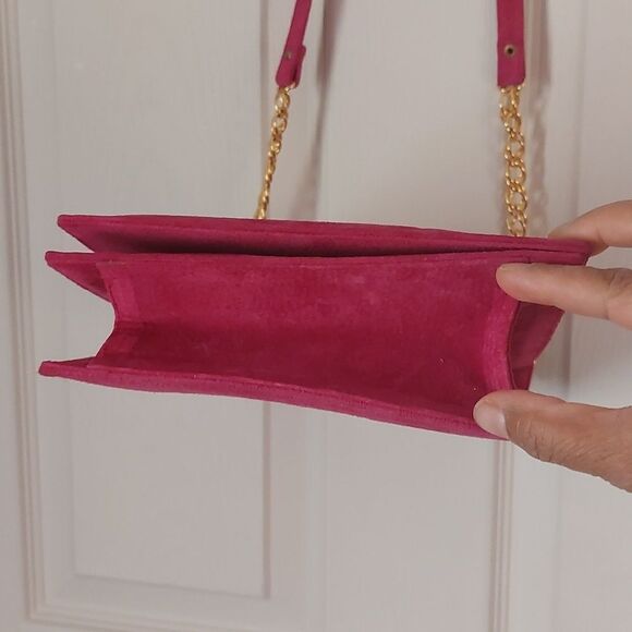 Vintage Rare SAFI Canada Fuchsia Pink Suede Leather Crossbody Bag - Picture 12 of 13
